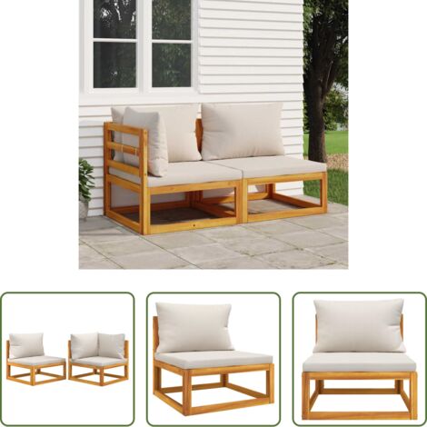 vidaXL Cuscini da giardino -  Set Divani da Giardino 2pz con Cuscini Legno Massello di Acacia