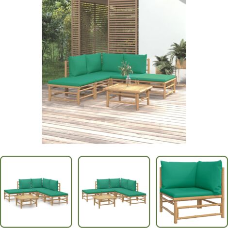 vidaXL Cuscini da giardino -  Set Salotto da Giardino 6pz con Cuscini Verdi Bambù