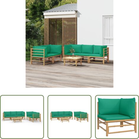 vidaXL Cuscini da giardino -  Set Salotto da Giardino 6pz con Cuscini Verdi Bambù