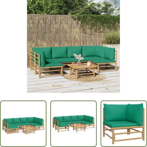 vidaXL Cuscini da giardino -  Set Salotto da Giardino 7pz con Cuscini Verdi Bambù