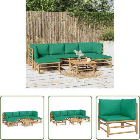 vidaXL Cuscini da giardino -  Set Salotto da Giardino 7pz con Cuscini Verdi Bambù