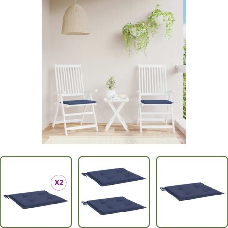 vidaXL Cuscini da patio -  Cuscini per Pallet 2 pz Blu Marino 40x40x4 cm in Tessuto Oxford
