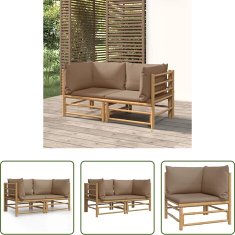 vidaXL Cuscini da seduta -  Divani Angolari da Giardino con Cuscini Tortora 2pz Bambù