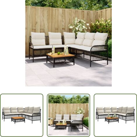 vidaXL Cuscini da seduta -  Set Divani da Giardino 2 pz con Cuscini in Polyrattan Nero