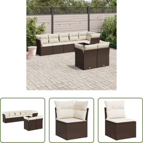 vidaXL Cuscini da seduta -  Set Divani da Giardino 8 pz con Cuscini Marrone in Polyrattan