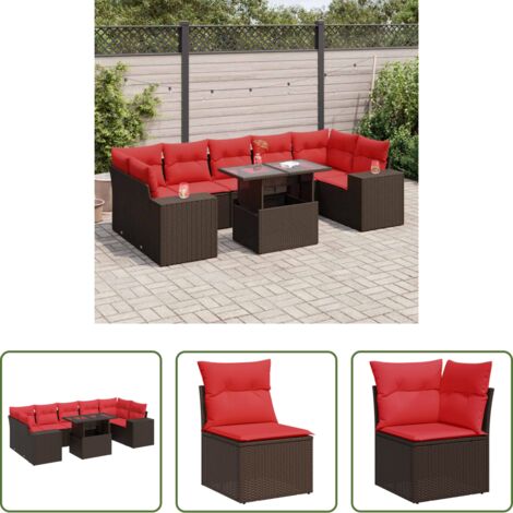 vidaXL Cuscini da seduta -  Set Divani Giardino 8 pz con Cuscini Marrone Polyrattan Acacia