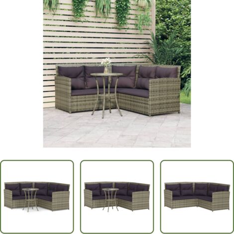 vidaXL Cuscini da seduta -  Set Divano a L con Cuscini 2 pz Grigio in Polyrattan