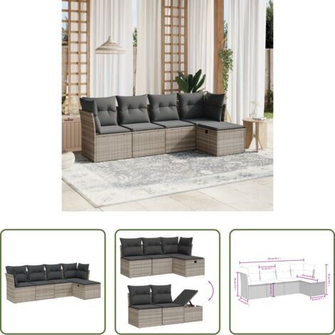 vidaXL Cuscini da seduta -  Set Divano da Giardino 5pz con Cuscini Grigio Chiaro Polyrattan