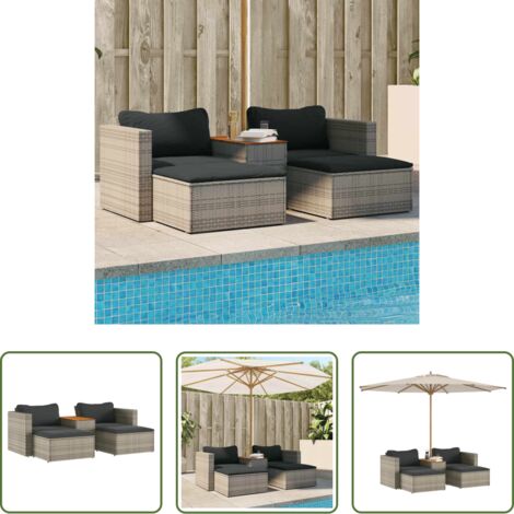 vidaXL Cuscini da seduta -  Set Divano Giardino 5 pz con Cuscini Grigio Polyrattan Acacia