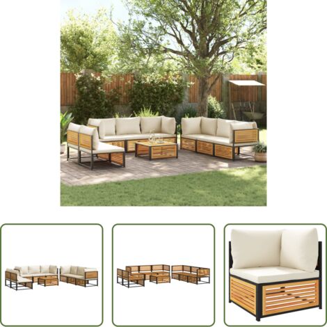 vidaXL Cuscini da seduta - Set Divano Giardino 9 pz con Cuscini Legno Massello di Acacia