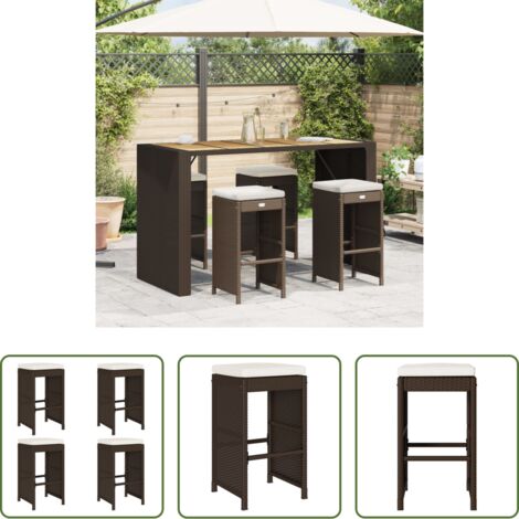 vidaXL Cuscini da seduta -  Sgabelli Bar da Giardino con Cuscini 4 pz Marroni in Polyrattan