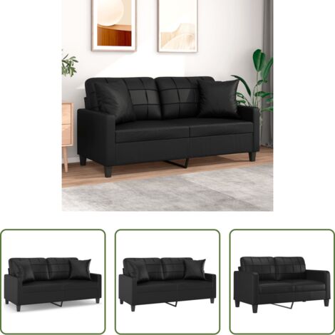 vidaXL Cuscini decorativi -  Divano a 2 Posti con Cuscini Nero 140 cm in Similpelle