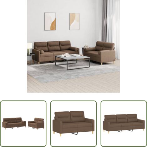 vidaXL Cuscini decorativi -  Set di Divani 2 pz con Cuscini Marrone in Tessuto