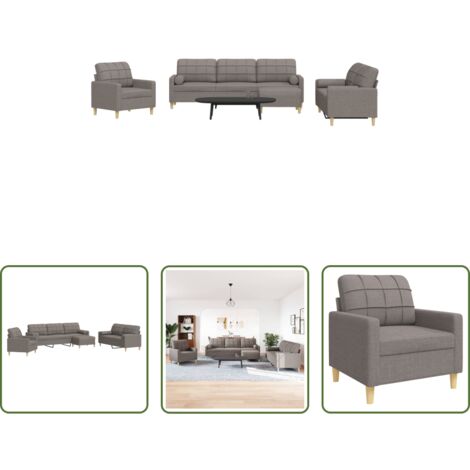 vidaXL Cuscini decorativi -  Set Divani 4 pz con Poggiapiedi e Cuscini Tortora in Tessuto