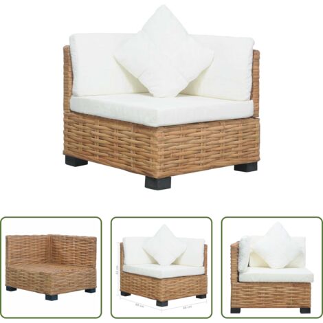 vidaXL Cuscini -  Divano Angolare con Cuscini in Rattan Naturale