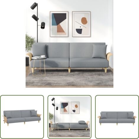 vidaXL Cuscini - Divano Letto con Braccioli Grigio Chiaro in Tessuto
