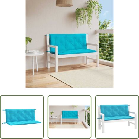 vidaXL Cuscini esterni -  Cuscini per Panca da Giardino 2 pz Turchese 120x50x7 cm Tessuto