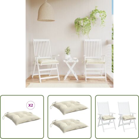 vidaXL Cuscini esterni -  Cuscini per Sedia 2 pz Bianco Crema 50x50x7cm in Tessuto Oxford