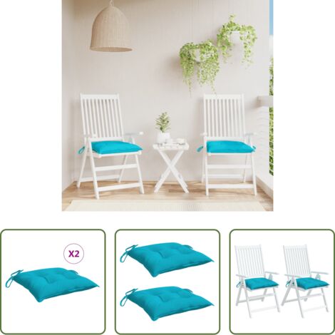 vidaXL Cuscini esterni -  Cuscini per Sedia 2 pz Turchese 50x50x7 cm Tessuto Oxford