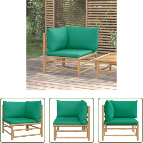 vidaXL Cuscini in bambù -  Divano Angolare da Giardino con Cuscini Verdi in Bambù
