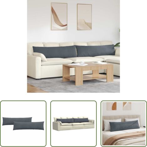 vidaXL Cuscini in corduroy -  Cuscini da Divano 2 pcs Grigio scuro 145 x 40 cm
