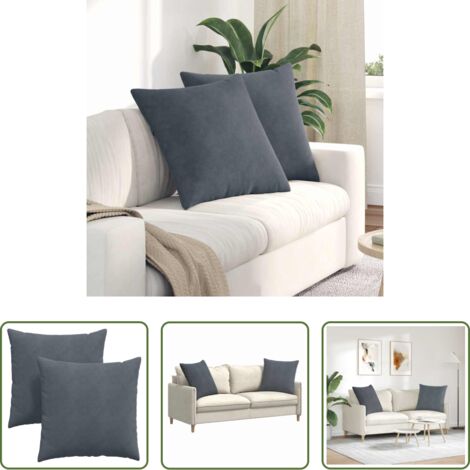 vidaXL Cuscini in corduroy -  Cuscini da Divano 2 pcs Grigio scuro 80 x 80 cm