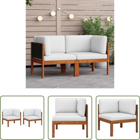 vidaXL Cuscini in legno -  Divani Angolari da Giardino 2 pz con Cuscini in Legno di Acacia e Corda