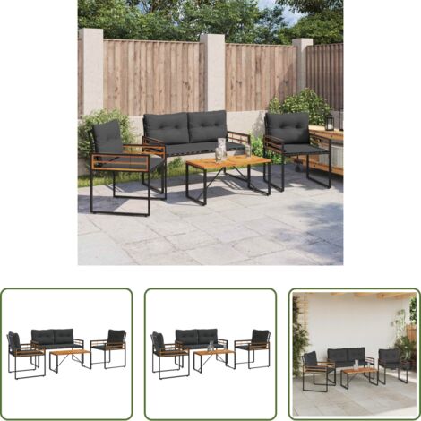vidaXL Cuscini in poliestere -  Set di Mobili da Esterno con cuscino 4 pcs Grigio tenue