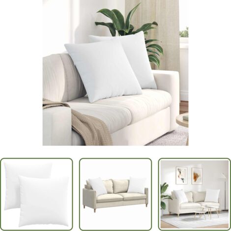 vidaXL Cuscini in tessuto -  Cuscini da Divano 2 pcs Bianco 80 x 80 cm Tessuto
