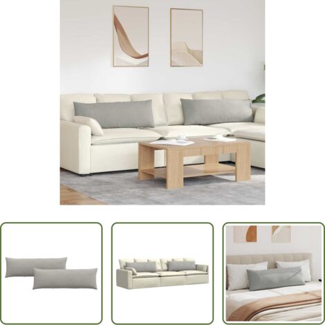 vidaXL Cuscini in tessuto -  Cuscini da Divano 2 pcs Grigio chiaro 120 x 40 cm Tessuto