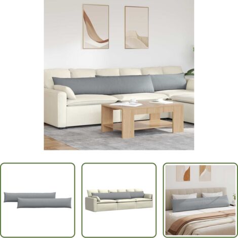 vidaXL Cuscini in tessuto -  Cuscini da Divano 2 pcs Grigio chiaro 200 x 40 cm Tessuto