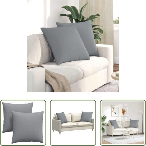 vidaXL Cuscini in tessuto -  Cuscini da Divano 2 pcs Grigio chiaro 60 x 60 cm Tessuto