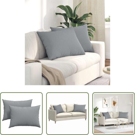 vidaXL Cuscini in tessuto -  Cuscini da Divano 2 pcs Grigio chiaro 70 x 50 cm Tessuto