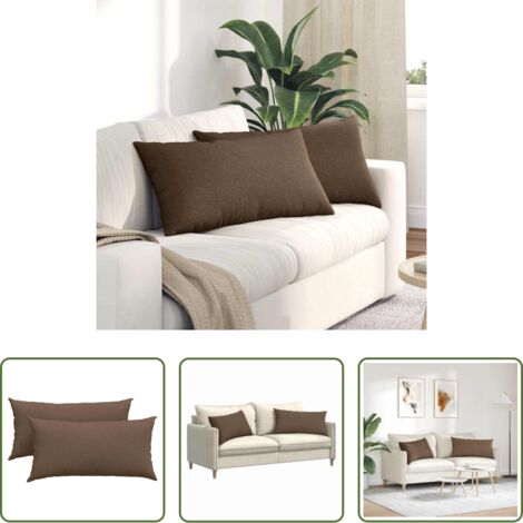 vidaXL Cuscini in tessuto -  Cuscini da Divano 2 pcs Marrone 80 x 40 cm Tessuto