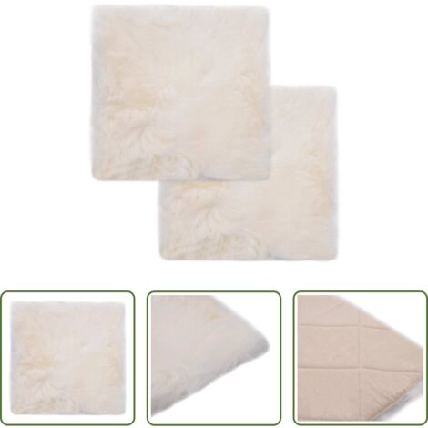 vidaXL Cuscini in vera pelle -  Cuscini per Sedie 2 pz Bianco 40x40cm in Vera Pelle di Montone
