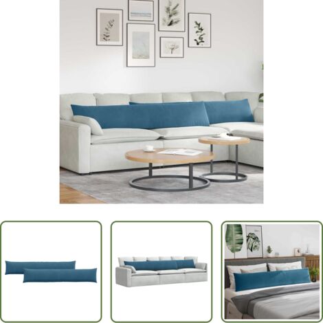 vidaXL Cuscini moderni -  Cuscini da Divano 2 pcs Blu 200 x 40 cm Tessuto in Cords