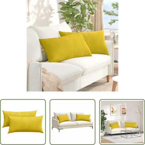 vidaXL Cuscini moderni -  Cuscini da Divano 2 pcs Giallo 80 x 40 cm Tessuto in Cords