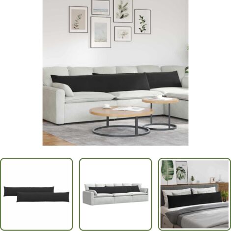 vidaXL Cuscini moderni -  Cuscini da Divano 2 pcs Nero 200 x 40 cm Tessuto in Cords