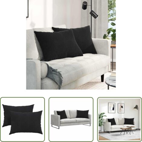 vidaXL Cuscini moderni -  Cuscini da Divano 2 pcs Nero 70 x 50 cm Tessuto in Cords