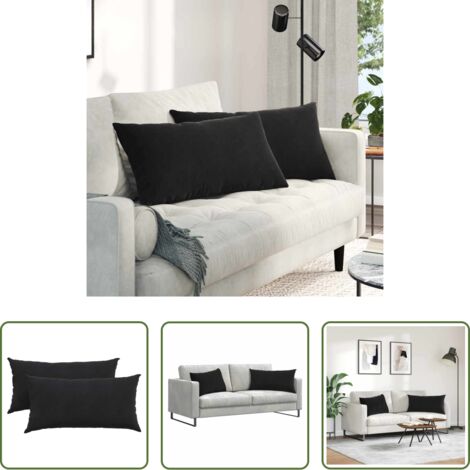 vidaXL Cuscini moderni -  Cuscini da Divano 2 pcs Nero 80 x 40 cm Tessuto in Cords