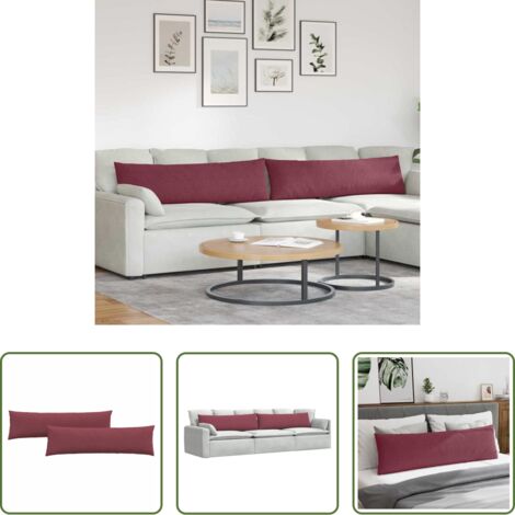 vidaXL Cuscini moderni -  Cuscini da Divano 2 pcs Rosso Vino 145 x 40 cm Tessuto