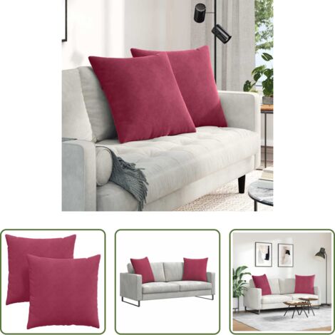 vidaXL Cuscini moderni -  Cuscini da Divano 2 pcs Rosso Vino 60 x 60 cm Tessuto in Cords