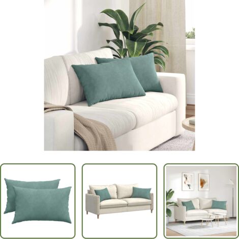 vidaXL Cuscini moderni -  Cuscini da Divano 2 pcs Verde Mare 60 x 40 cm Tessuto in Cords