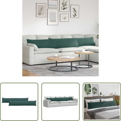 vidaXL Cuscini moderni -  Cuscini da Divano 2 pcs Verde scuro 200 x 40 cm