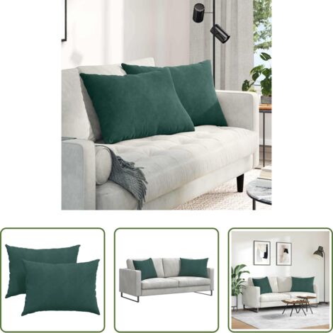 vidaXL Cuscini moderni -  Cuscini da Divano 2 pcs Verde Scuro 70 x 50 cm Tessuto in Cords