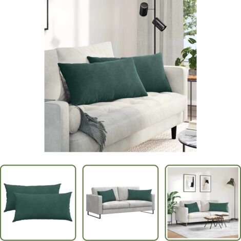 vidaXL Cuscini moderni -  Cuscini da Divano 2 pcs Verde Scuro 80 x 40 cm Tessuto in Cords