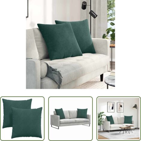 vidaXL Cuscini moderni -  Cuscini da Divano 2 pcs Verde Scuro 80 x 80 cm Tessuto in Cords