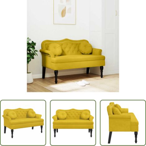 vidaXL Cuscini -  Panca con Cuscini Gialla 120,5x65x75 cm in Velluto