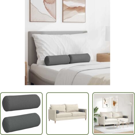 vidaXL Cuscini per camera da letto -  Cuscini a rullo 2 pcs Grigio scuro Ø 15 x 40 cm Tessuto