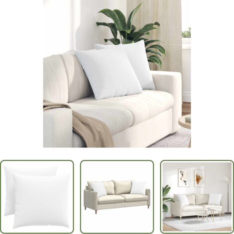 vidaXL Cuscini per camera da letto -  Cuscini da Divano 2 pcs Bianco 50 x 50 cm Tessuto